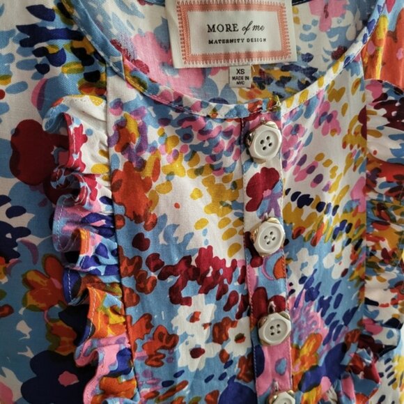 More Of Me Maternity Design Floral Dress Size XS made In NYC Silk Linen - Picture 4 of 5